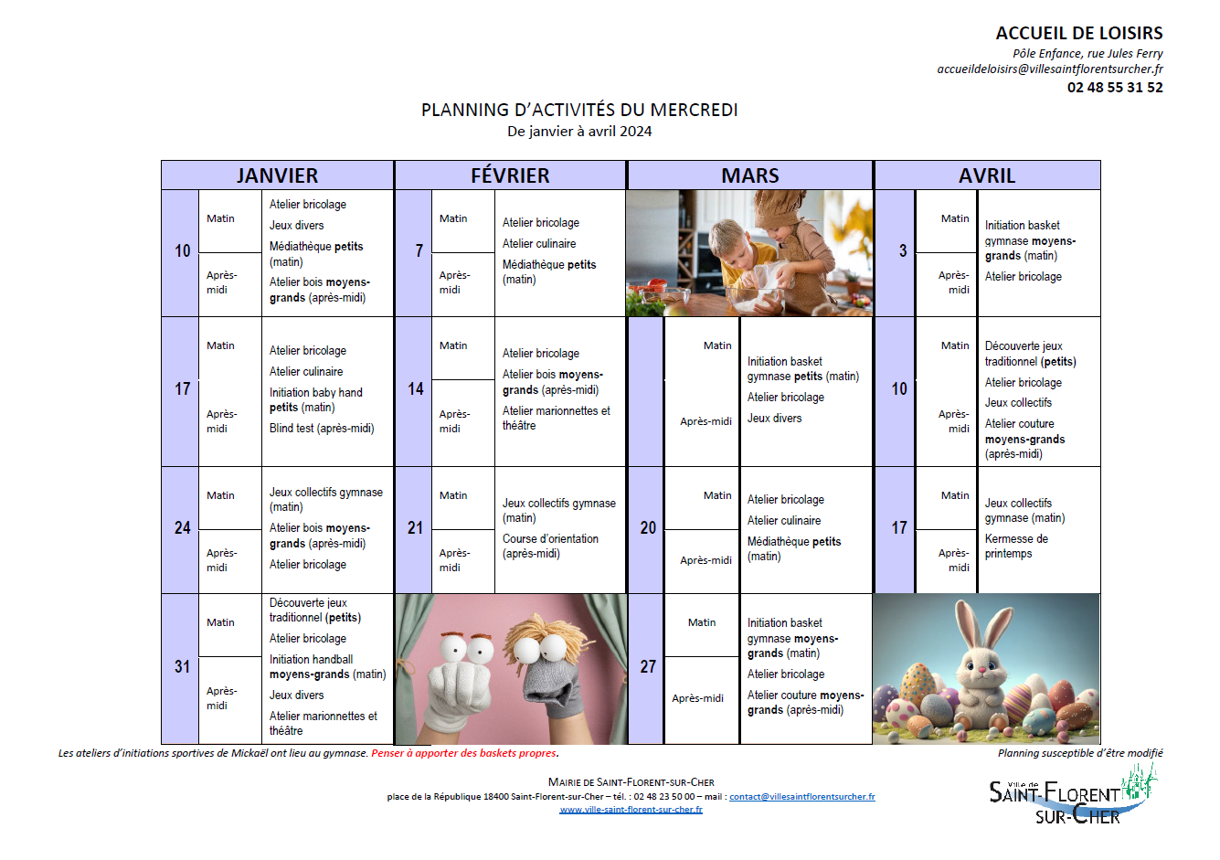 programme janvier avril 2023